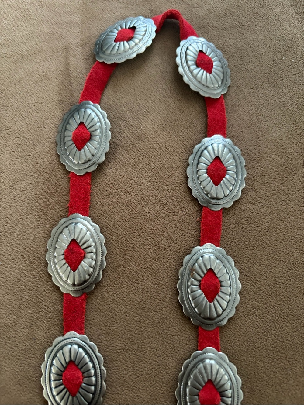 Red Suede Concho Belt
